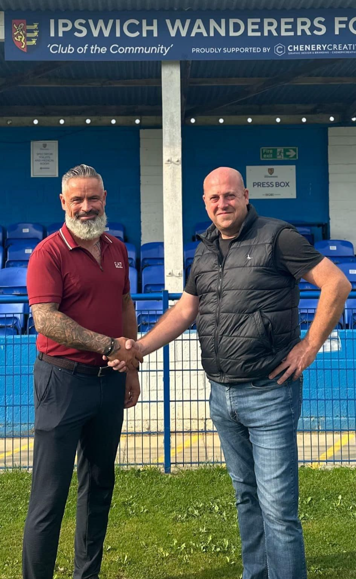 Joe Garnham and Stephen Boyle, co-chairmen of Ipswich Wanderers FC
